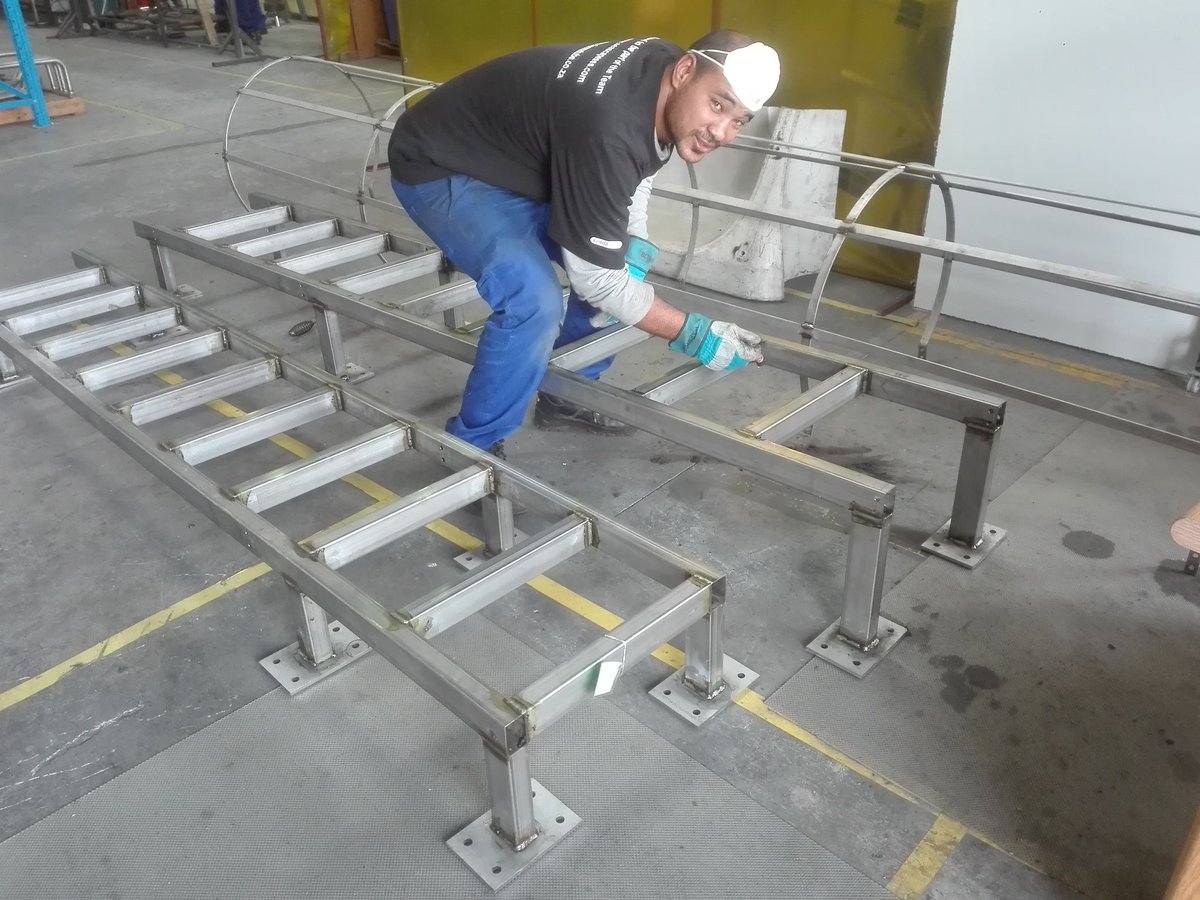 formatube's tweet image. #stainlesssteel ladder almost complete for a water reservoir, to customer specification. Manufactured using #3CR12 stainless steel tubing, laser cut plate.