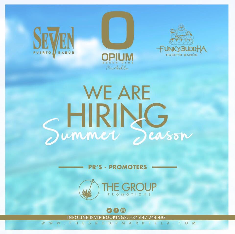 We are hiring @thegroupevents 
• #PR’s #Promoters • 
#NowHiring #job #JobOffer #empleo #trabajo #Marbella