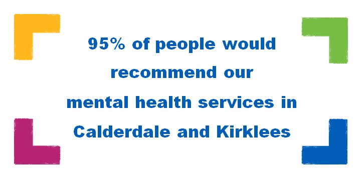 allofusinmind's tweet photo. In our latest Friends and Family results 95% of service users and carers said they would recommend our mental health services in #Kirklees and #Calderdale. We are working hard to give people a positive experience of care during their time with us #ExpofCare #herebyyourside https://t.co/59kHFEhmw2
