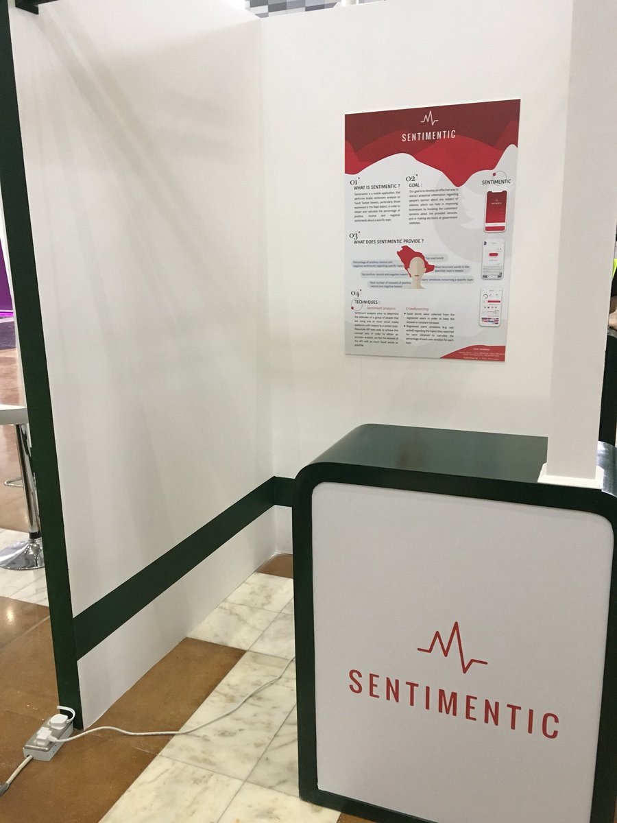 SentimenticApp's tweet photo. ركن Sentimentic في البهو الرئيسي للمدينة الجامعية للطالبات ✨
#CCIS_projectfair2018 @CCISProjectFair https://t.co/61BwGzXcDn