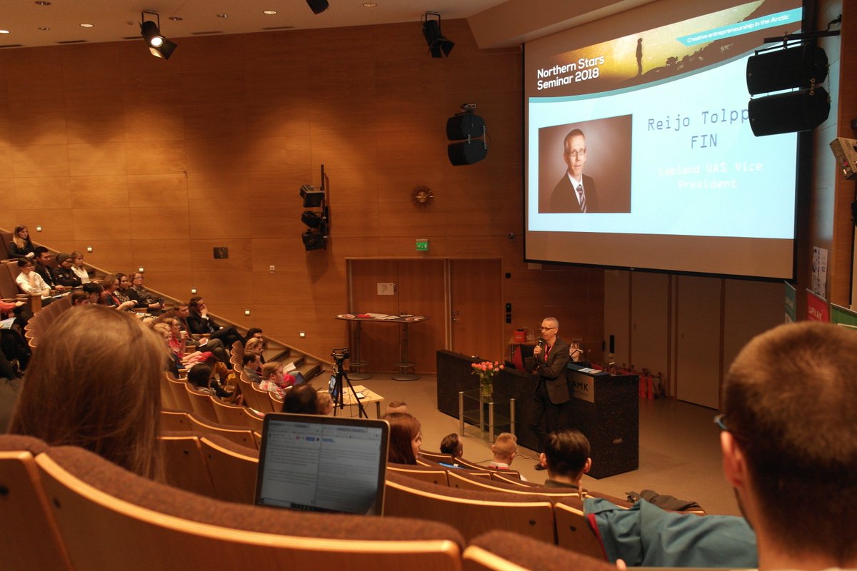 NS_Seminar's tweet photo. Thank you Reijo Tolppi for sharing some encouraging words for the students! #northernstarsseminar2018 #openingwords #visitrovaniemi @LapinAMK #talentlapland #lapinamk https://t.co/LtMSQWoOj7 https://t.co/Y8MMKllg3Q