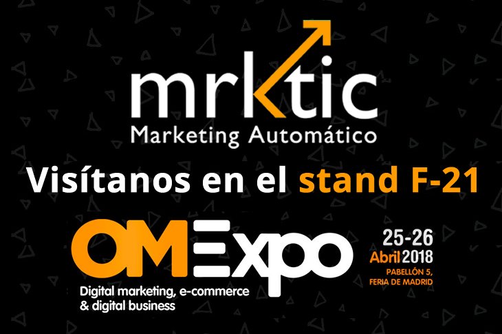 Ya estamos en la #OMExpo. Ven al stand F-21 a ver la demostración de nuestra plataforma y no faltes hoy a la presentación "#AutomationMarketing: Lidera la #TransformacionDigital de tu actividad", impartida por el CEO de #Marketic de 17:15 a 17:35h en la sala #Outbrain #OMExpo2018