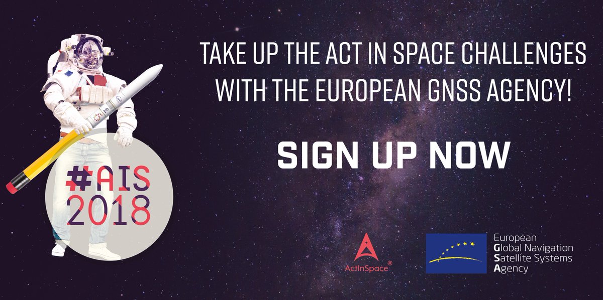 Dear #AIS2018 #Hackathon developers: Are you ready to try <a href="/EU_GNSS/">EU_GNSS</a> challenges? Join <a href="/ActInSpace/">ActInSpace</a> now: ow.ly/9miC30jtein <a href="/Space4Europe/">ESA Space Solutions</a> <a href="/ActinspaceMaroc/">Act In Space Morocco</a> <a href="/AgroAppsPC/">AgroApps</a> <a href="/ESA_de/">ESA auf Deutsch</a> @ESABICPrague  <a href="/AZO_space/">AZO space.i</a>  <a href="/ActInSpaceBer/">ActInSpaceBerlin</a> #Galileo