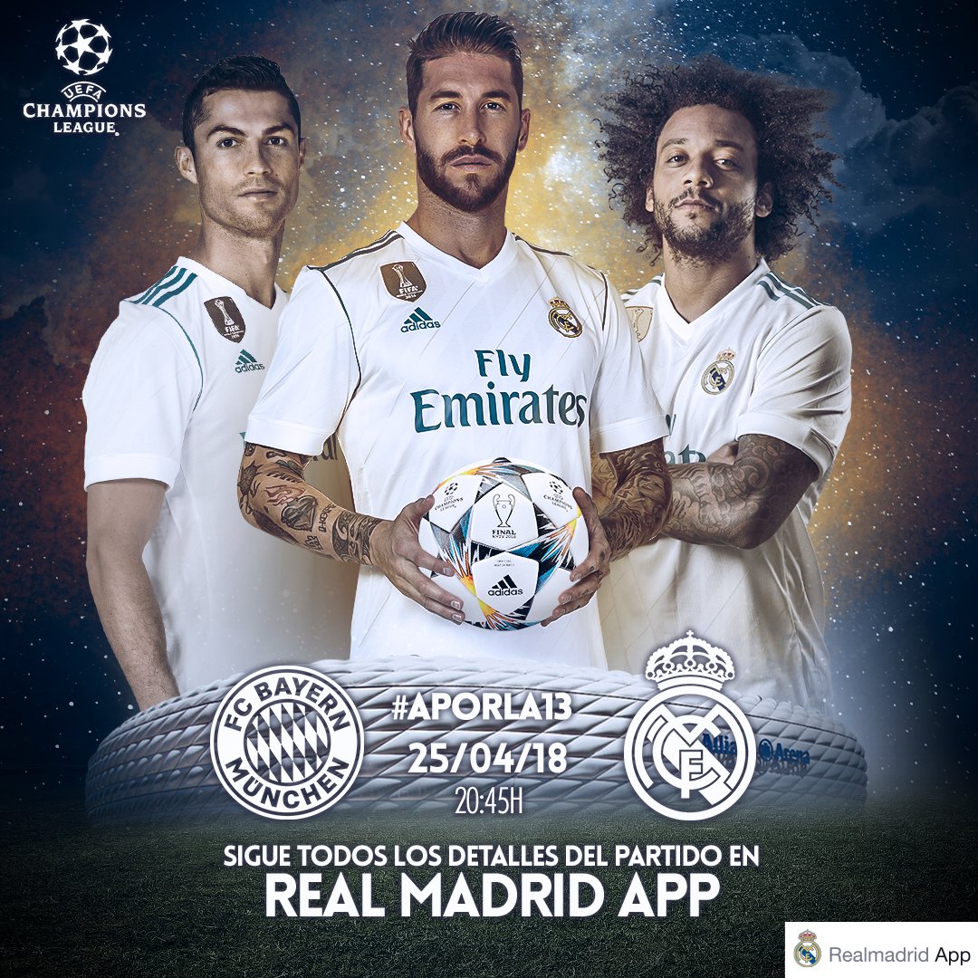 realmadrid's tweet photo. ⚽💪🏆 ¡Noche de Champions! Sigue todos los detalles del partido 🆚 @FCBayernES con Real Madrid App
📲 https://t.co/mizIoZNDCv https://t.co/WiRyqveZR1