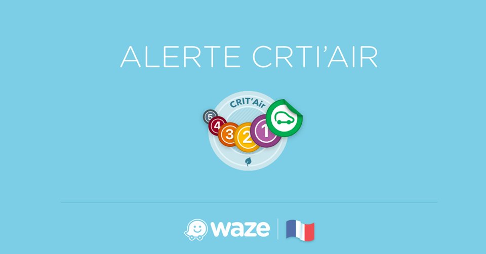 blondelnicolas's tweet photo. À partir d'aujourd'hui, @waze a commencé à déployer la navigation Crit'Air. Ajoutez simplement votre passe Crit'Air et Waze vous avertira lorsque les règles de restriction sont en vigueur sur votre itinéraire. #pollution https://t.co/wFAbEPDM4S