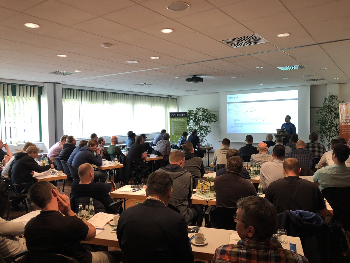 MarcHuppert's tweet photo. Our @computacenterDE #VMwareTechUpdate is running today in Schwerte, Germany. Once again absolutely packed with Infos and a full house. #LoveIT
Thanks to our sponsors: @Cohesity @PureStorage @VMware https://t.co/C55MlKQZxE
