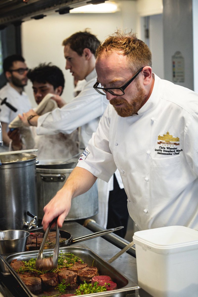 A peek inside the kitchen! Our Executive Chef <a href="/chefgingernut/">Chef Chris Wheeler</a> joined top chefs at the #LondonChefsLunch, where he prepared a mouthwatering roast fillet of QSM beef with marmite oxtail ragout, watercress purée, charred spring onion, potato and trompette mushroom terrine. #GBBW