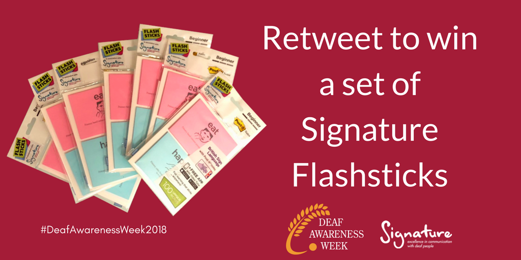 SignatureDeaf's tweet photo. WIN!! For your chance to win a set of Signature Flashsticks from @FlashAcademy_HQ simply Retweet this tweet. We have 100 sets to give away! #DeafAwarenessWeek #DeafAwarenessWeek2018 #Flashsticks https://t.co/W8RE6xpJvI