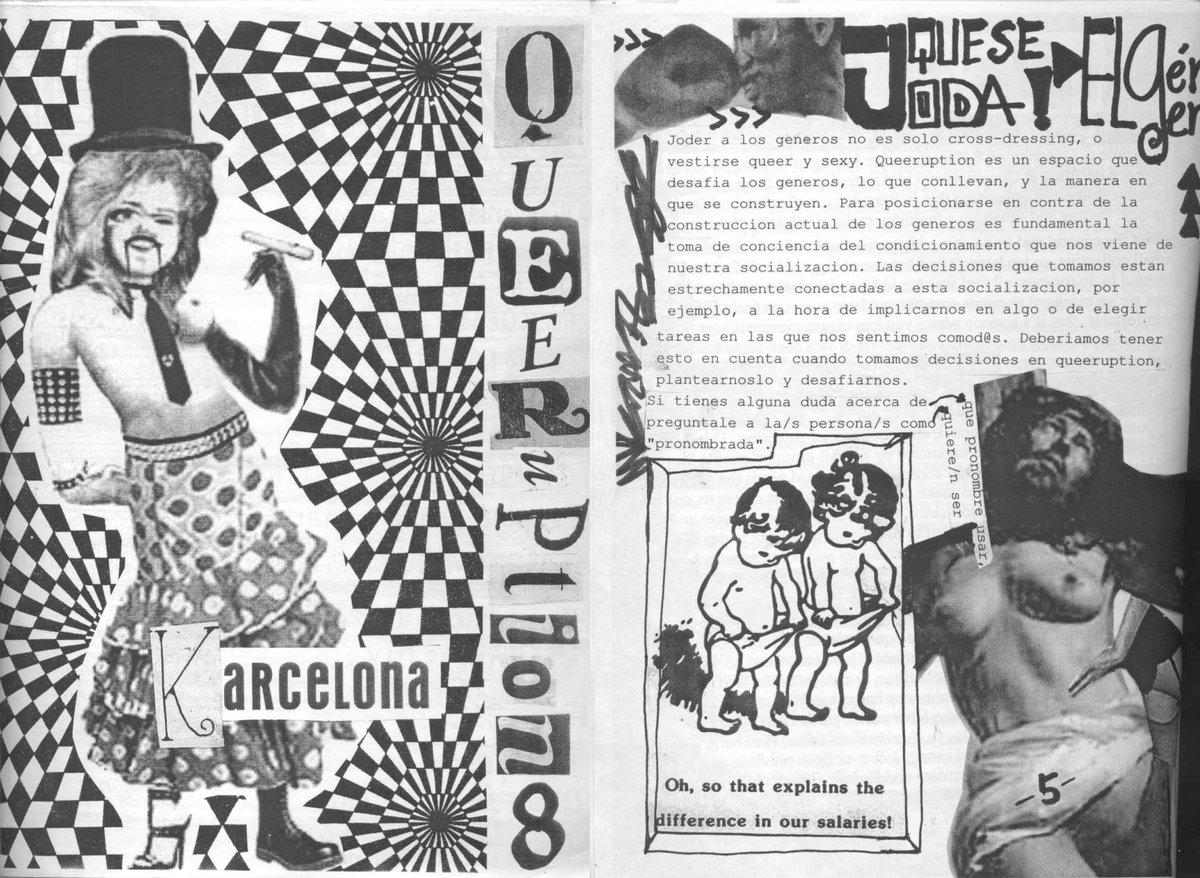 heretikradikal's tweet photo. queers radicales e ingobernables, bolleras, maricas, trans, bi-, tri-, poly-, asexuales, drag-kings 'n queens, sm's, locas…
queeruption desafia los géneros, lo que conllevan y cómo se construyen
#Queeruption 8 Karcelona infozine
2005 Q8 collective
https://t.co/FVT1ngGtxu https://t.co/iS6eelE790