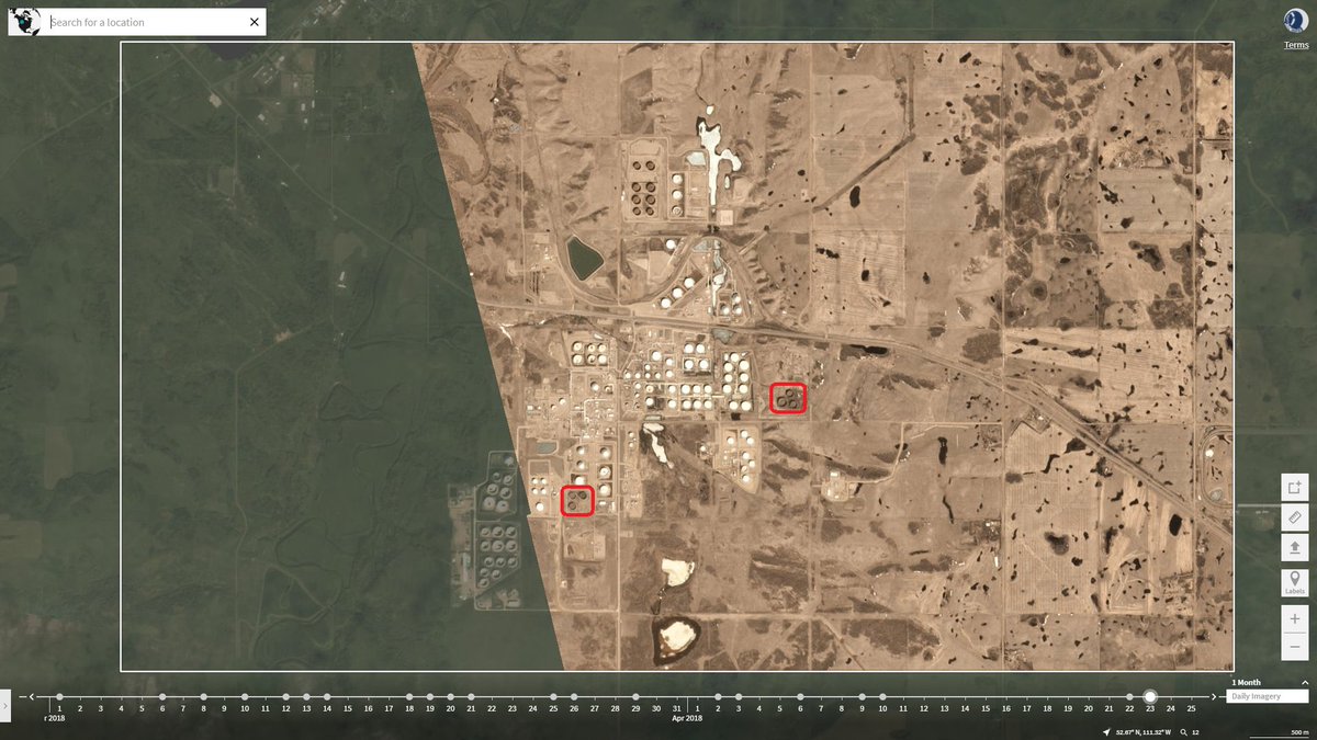 TankerTrackers's tweet image. Yesterday, a BEAUTIFUL THING happened! For the first time in several months, we finally have a glance of the Hardisty oil storage terminal in Canada now that the snow is gone! Check out the new storage tanks they've added. This terminal feeds Cushing and GC refineries. #OOTT