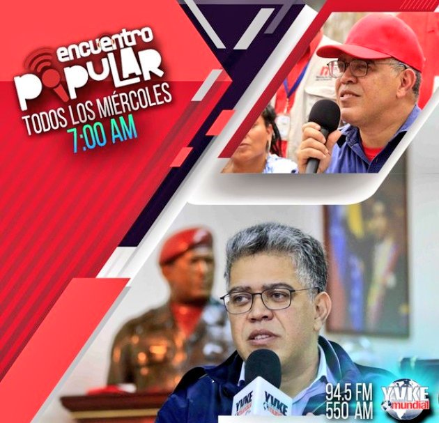 Feliz Amanecer 🇻🇪🗣️No Olvides como todo Miercoles por <a href="/YVKE_MUNDIAL/">YVKE Mundial</a> tu📻junto al Ministro .<a href="/JauaMiranda/">Elías Jaua</a> Te Invito a sintonizar el programa @Enc_Popular la cita es a las 7:OO A.M🇻🇪Rumbo al 2O de Mayo #IndependenciaParaElProgreso .<a href="/NicolasMaduro/">Nicolás Maduro</a>