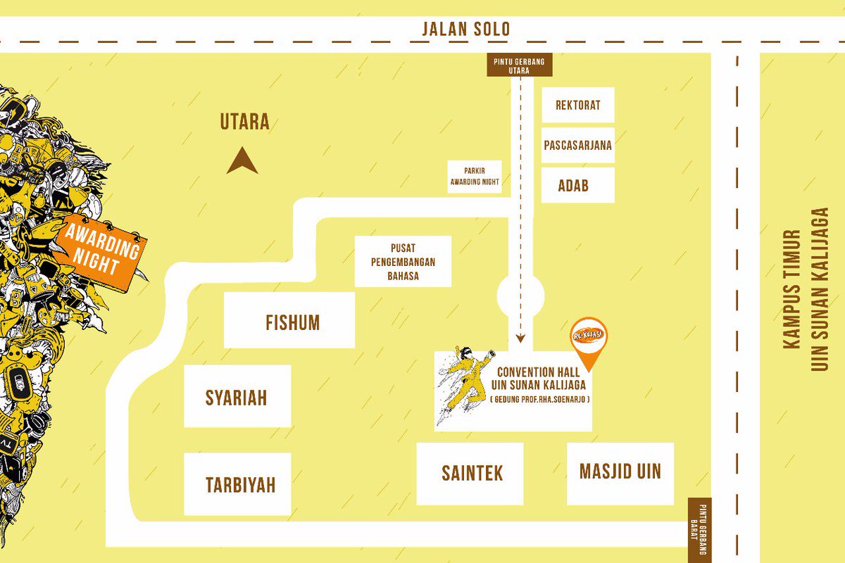 Buat para creative people yang bingung denah venue acara #AwardingNight ADuin Fest 2018. Ini ya jangan salah dan jangan terlewatkan, open gate pukul 18.30 WIB malam. Gazzz💨💨💨