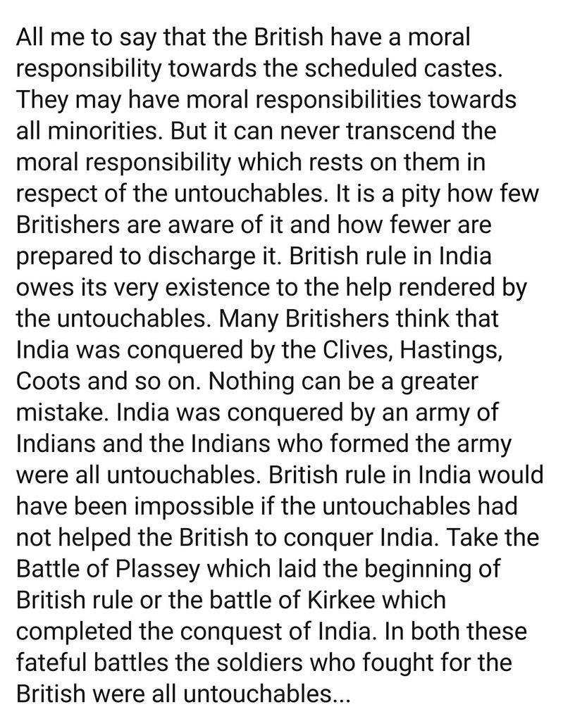 The second one was some 15 years later when India was destined to get freedom in a year or two & the Cabinet Mission Plan was set up. Here's Ambedkar writing to AV Alexander (Member, Cabinet Mission) on 14th May, 1946 explaining how Dalits have always fought for the Britishers.