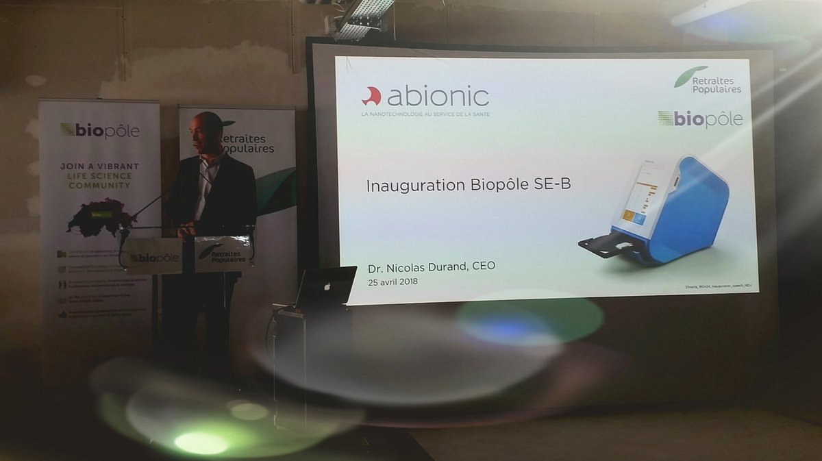 CVCI_Lausanne's tweet photo. Nicolas Durand Ceo d'@abionic_fr (et  nouveau membre du conseil stratégique de la @CVCI_Lausanne) à l'inauguration du nouveau bâtiment du #biopole. #VDtech #LifeSciences https://t.co/AGaao4XMJi