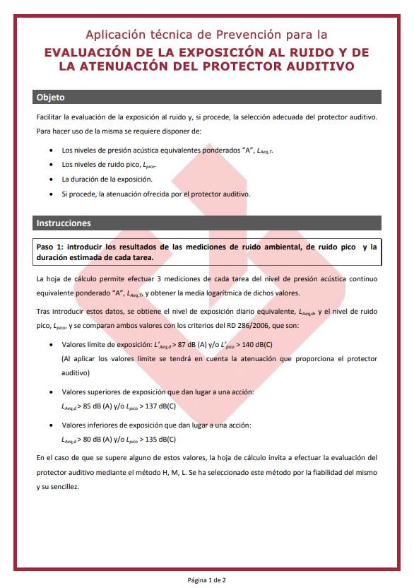 Protectores auditivos - Prevención y evaluación de la exposición al ruido