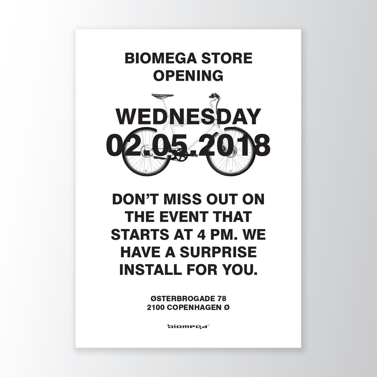 Come to the opening of the new Copenhagen <a href="/biomegabikes/">Biomega</a> store next wednesday 2nd of May 2018 at 16.00 at Østerbrogade 78!
