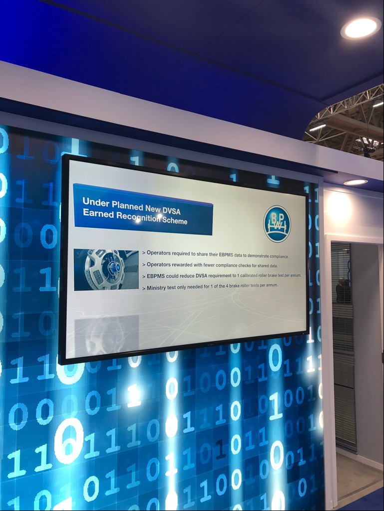 TIPservicesEU's tweet photo. Spotted at #CVShow 🇬🇧 by @tipeurope 's @maandeweg74 : update on #telematics-enabled #EBPMS electronic brake performance monitoring, DVSA #EarnedRecognition and safety lamp monitoring from @BPW_UK https://t.co/5umVW7Ifxq