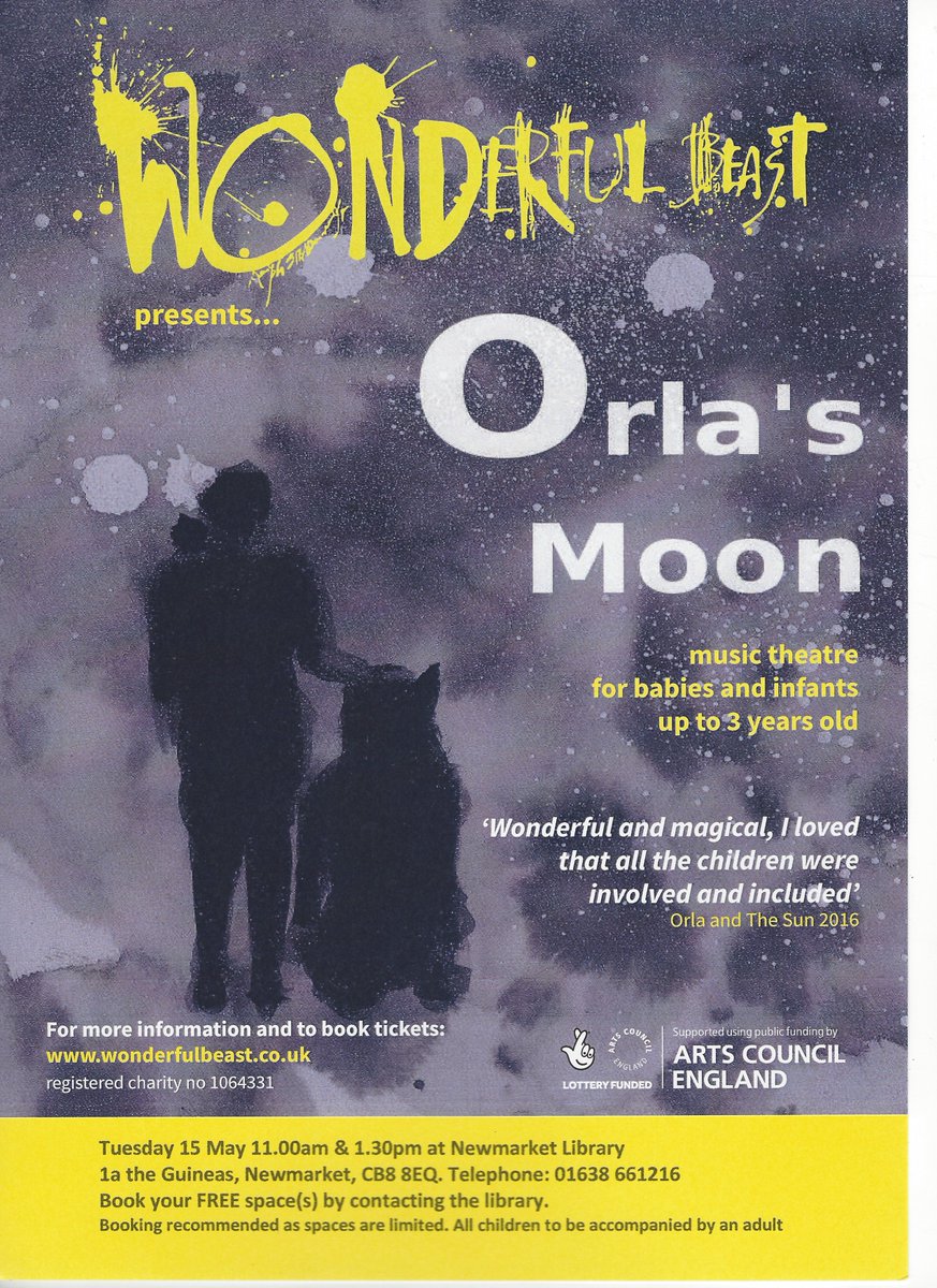 We're having <a href="/WonderfulBeast_/">Wonderful Beast</a>  here on 15th May for an amazing performance of Orla's Moon for babies and toddlers. Book your space now.