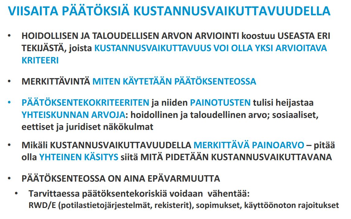 #Kustannusvaikuttavuus on vain yksi kriteeri uusien hoitojen käyttöönotossa, toteaa Pfizerin Teija Kotomäki @TKotomäki seminaarissamme #viisaitapäätöksiä