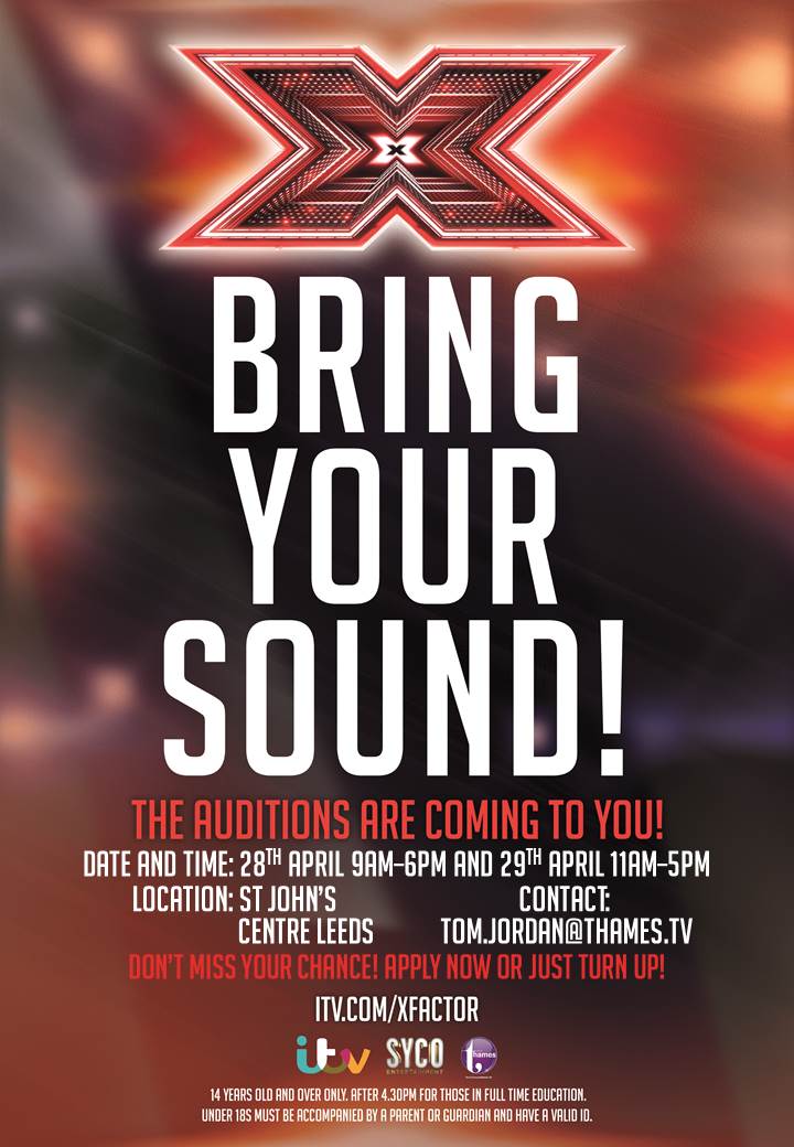 Shoppertainment Mgmt (@shoppertainmgmt) on Twitter photo CALLING ALL SINGERS! Head to <a href="/stjohnsleeds/">St Johns Leeds</a> on the 28th and 29th April to audition for <a href="/TheXFactor/">The X Factor</a> #auditions #singyourheartout #bringyoursound CALLING ALL SINGERS! Head to <a href="/stjohnsleeds/">St Johns Leeds</a> on the 28th and 29th April to audition for <a href="/TheXFactor/">The X Factor</a> #auditions #singyourheartout #bringyoursound