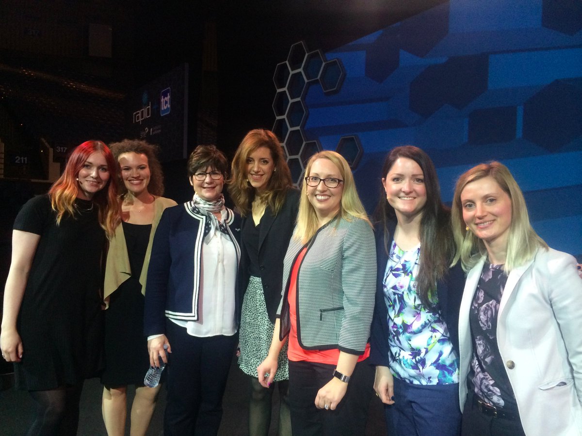 imacyantist's tweet photo. What a fantastic #3DTalk on dispelling #AdditiveManufacturing myths at @RAPID_Event yesterday! Thanks again to  @staceydel, @Amytheengineer, @JenCFielding &amp; #mihaelavlasea for sharing their insights! ICYMI catch up on some of the lessons learned via the @SME_MFG feed! ✨ https://t.co/Kd42DeKLPu