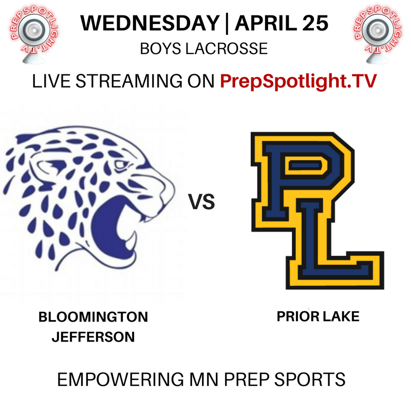 NSPNminnesota's tweet photo. BOYS LAX - Jefferson Jags vs Prior Lake Lakers 
LIVE Coverage on https://t.co/jpyRJehrVx at 7:00 

Spread the word to those who can't attend tonight's game! Watch LIVE! No excuses.. we have you covered. #mshsl https://t.co/77JDVAUaZz