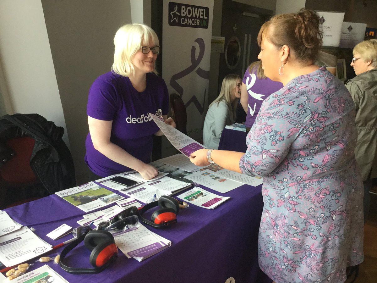 MWycherley's tweet photo. @PMeenanDBNI in action on the @DeafblindUK stand at Young at Heart in Titanic Centre, Belfast today! https://t.co/TAd3euJslP