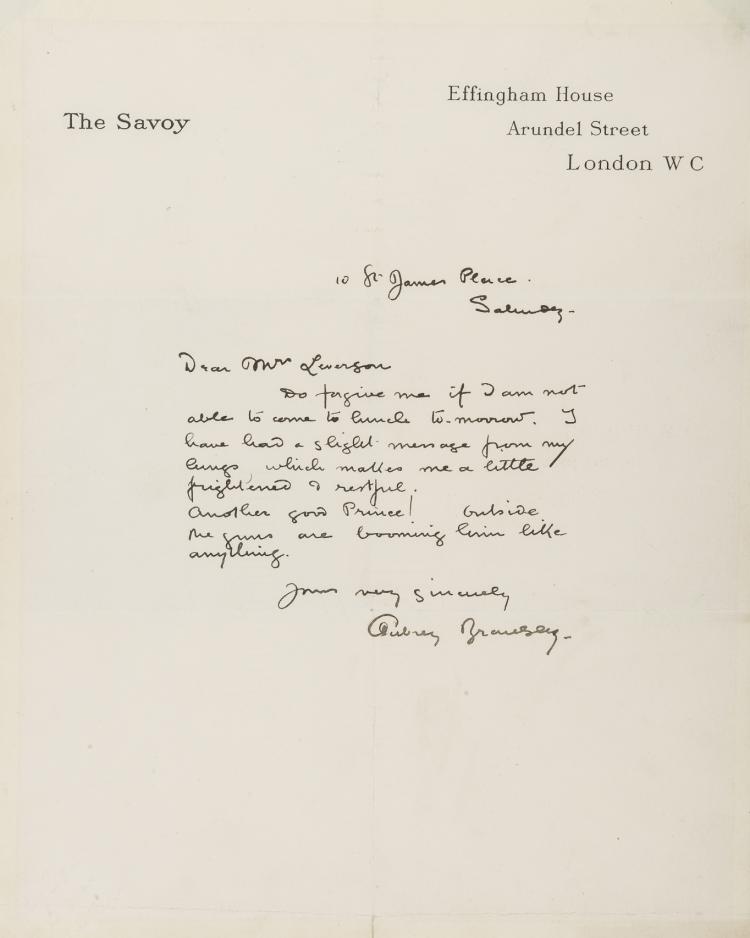 #AubreyBeardsley autograph letter to #AdaLeverson, 14 December 1895. #royalbaby #KingGeorgeVI #TheSavoy