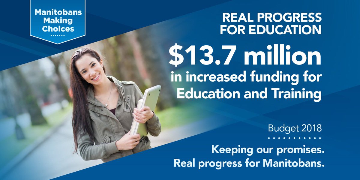 MBGov's tweet photo. A strong education system today means a brighter future in Manitoba tomorrow. Learn more about #MBBudget2018 at: https://t.co/FtL6n7medA https://t.co/zuD2DwfBri
