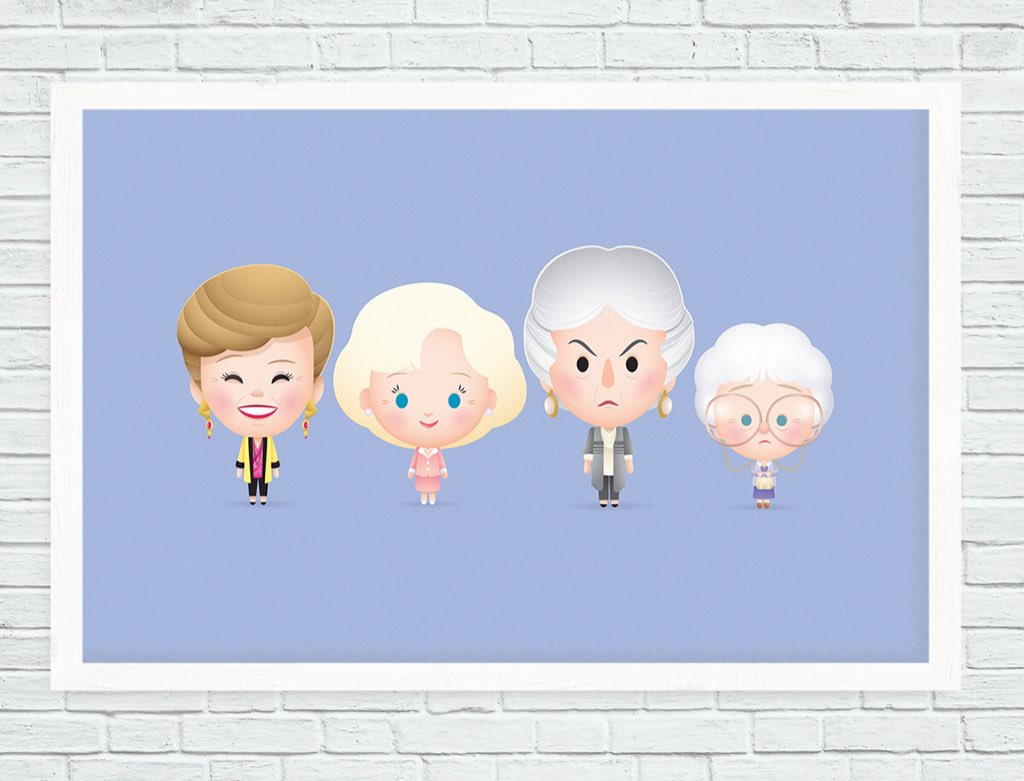 jmaruyama's tweet photo. A very limited number of this Color variant available in the @SquaredCo shop! Get one while you can! Sticker packs available, too. Thank you to everyone who got a print yesterday. Appreciate your support! 
https://t.co/hckxl29bce #kawaii #cute #squaredco #GoldenGirls https://t.co/qa8VirR7tR