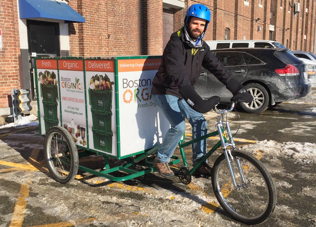 Check out the <a href="/BostonOrganics/">Boston Organics</a> #local delivery bike! They minimize your carbon output and support #sustainable business practice. They are an amazing company, and have sponsored the <a href="/FarmShareFair/">Farm Share Fair</a> for many years.  Meet them on May 10th! bit.ly/2vr4dWm