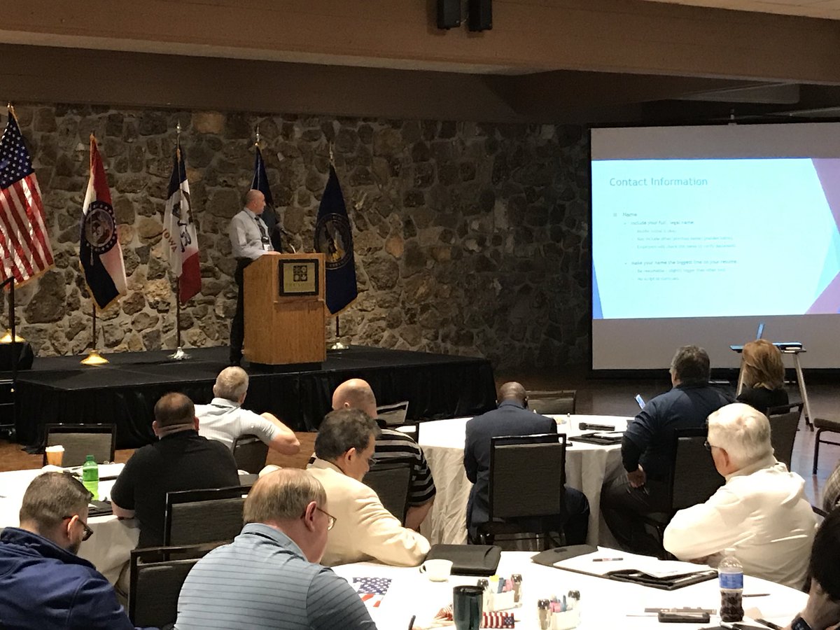 ShowMeHeroes's tweet photo. Our very own Gary Jensen presenting Excutive Level Resume Writing to our Veteran Employment Representatives. #LearningToEmployVets #JVSG2018 #GrowMoJobs #VetsTeachingVets https://t.co/tyX5dGQbQR