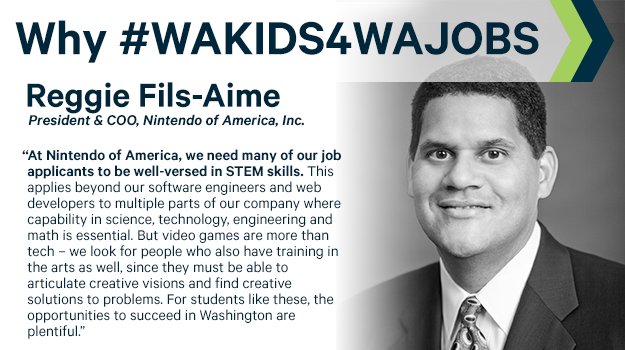 waroundtable's tweet image. WA company @NintendoAmerica wants to hire WA students, and #STEM skills will help students succeed. @ReadyWA #WAScience4All #WAedu #WAKids4WAJobs