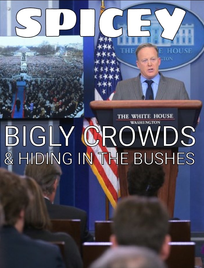 tRumpnado2016's tweet photo. @seanspicer SPICEY
Bigly Crowds & Hiding In the Bushes
#LyingBigly during #TheBriefing https://t.co/xdQRzCsybE