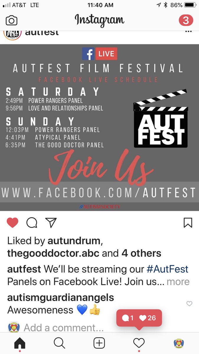 Looking forward to <a href="/Autfest/">AutFest</a> 2018 THIS weekend, April 28-29 in #LosAngeles honoring #autistic filmmakers, films &amp; TV shows such as #TheGoodDoctor Netflix’s #Atypical &amp; more. #Autfest hosted by <a href="/AutismSociety/">autismsociety</a> - Buy Tickets -> Autfestasa.com