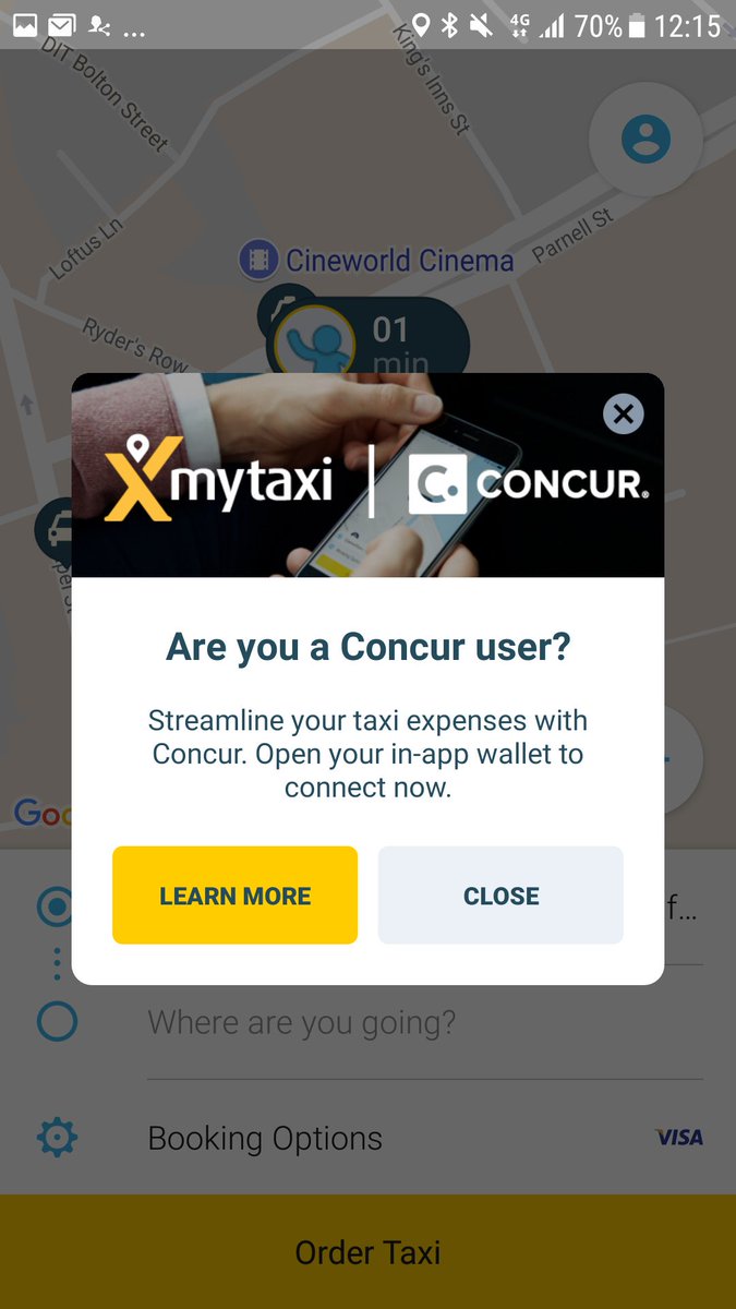 CoraPhelan's tweet photo. Submitting my T&amp;E expenses for @TaxbackIntl gets even easier with @SAPConcur &amp; @mytaxi_ie partnership! #perfecttrip #SAPConcur https://t.co/Mw1Y1G97mg