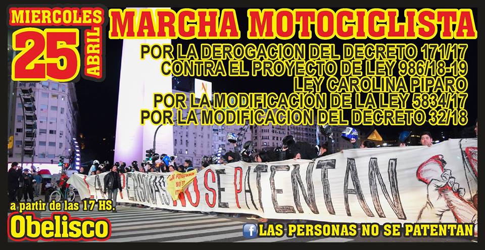 MotoblogAr's tweet image. Hoy marcha en el obelisco. #laspersonasnosepatentan
