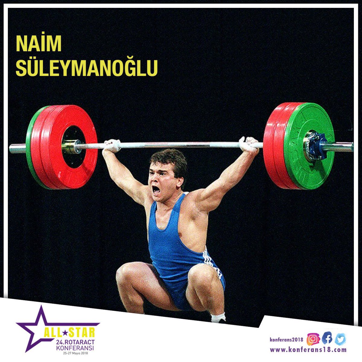 Naim Süleymanoğlu paketi ve diğer paketlere kayıt yaptırmak için son gün 11 Mayıs!! Kaydınızı yaptırın, eğlencenin bir parçası da siz olun. 
konferans18.com
#konferansallstar #allstar2018 #konferans2018 #konferans18 #allstar #niluferrotaract #didim #rotaract2440