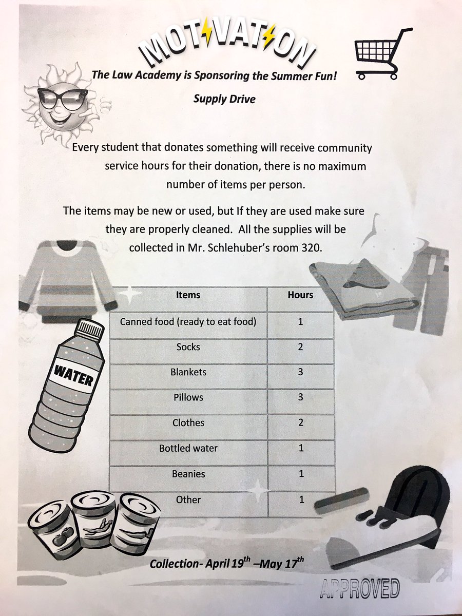 Donate to the Law Academy Supply Drive! April 19th-May 17th!