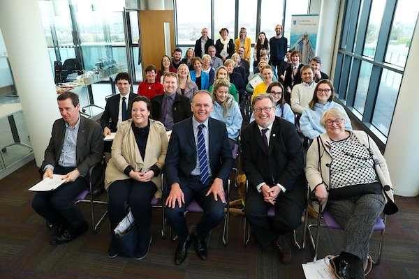 TUDublinOnaG's tweet photo. An tAire Joe McHugh @McHughJoeTD launching the DIT Second Language Scheme today in Grangegorman "Tá an athbheochan ar siúl-the revival is here!" #MyDITlife #BUADIT @ditofficial @bua_dit @ESHI_DIT @PEIG_ie @CnaG @gaeilge2018 @DeptAHG @DITLIBRARY @DITCampusLife @gaelchultur @dit_su https://t.co/VqMmOwxVHN