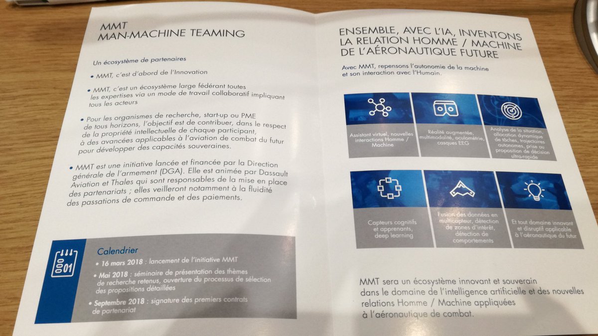 JulietteMallez's tweet photo. Présentation #ManMachineTeaming (MMT) par @thalesgroup et @Dassault_OnAir au Conseil Régional @NvelleAquitaine 
👉 accélérer le dvlpt de nvx capteurs intelligents [#IA] et des nouvelles relations homme/machine appliqués à l'aéronautique de combat
@AerospaceValley #PME #défense https://t.co/DBpK5uV78q