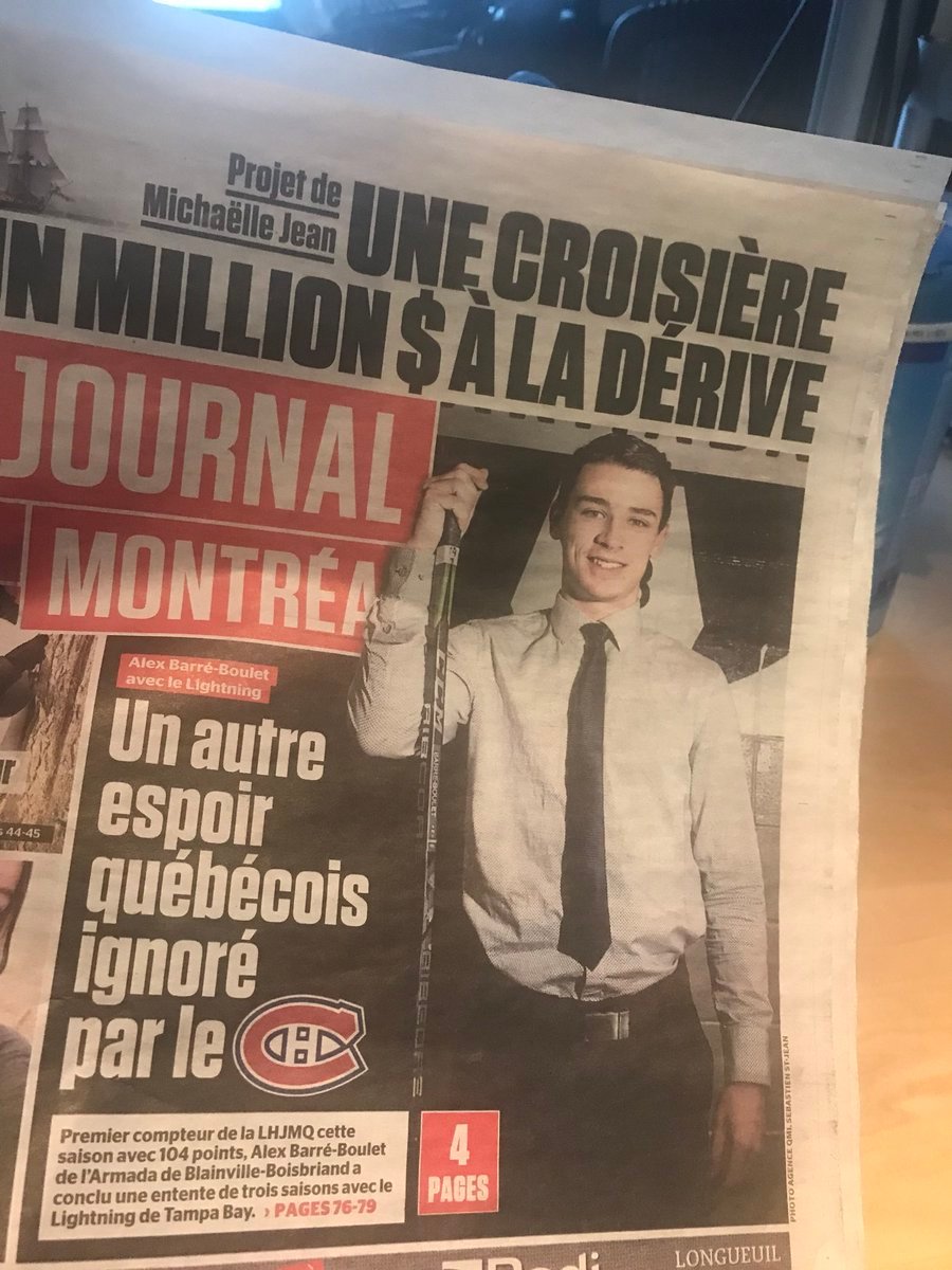WSpy's tweet image. Day after Barré-Boulet signed with Tampa: Un autre espoir québécois ignoré par le CH 
vs
Day after Alexandre Alain signed with the Habs: ¯\_(ツ)_/¯ 
#ZeroIntegrity #Habs