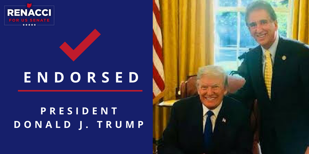 JimRenacci's tweet photo. President @realDonaldTrump has endorsed my campaign for Senate.

I am honored and look forward to supporting the America First agenda and MAKING AMERICA GREAT AGAIN! 🇺🇸 https://t.co/9pod6l6R9d