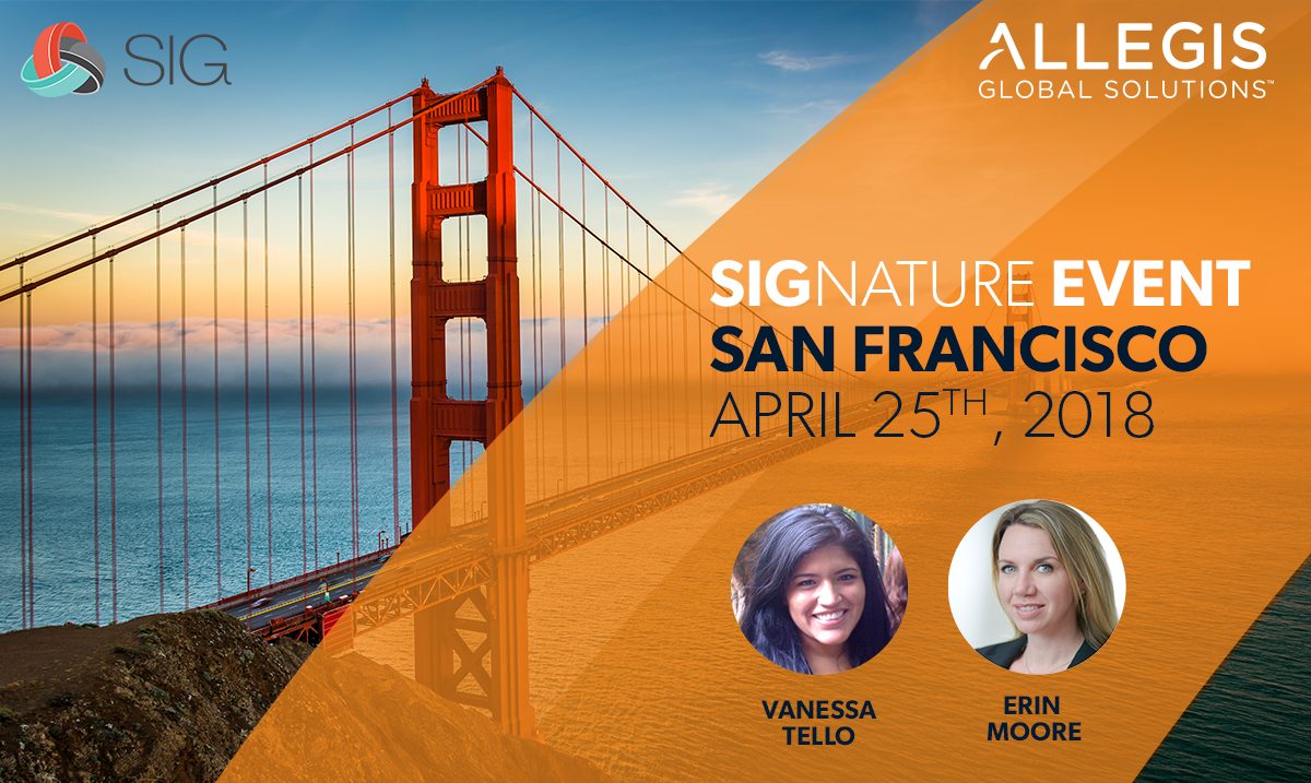 AllegisGlobal's tweet photo. Say hi to Vanessa Tello and Erin Moore at SIGnature San Francisco this morning! #networking #conference #SIGsource @SIGinsights https://t.co/Ns3vUTskAW