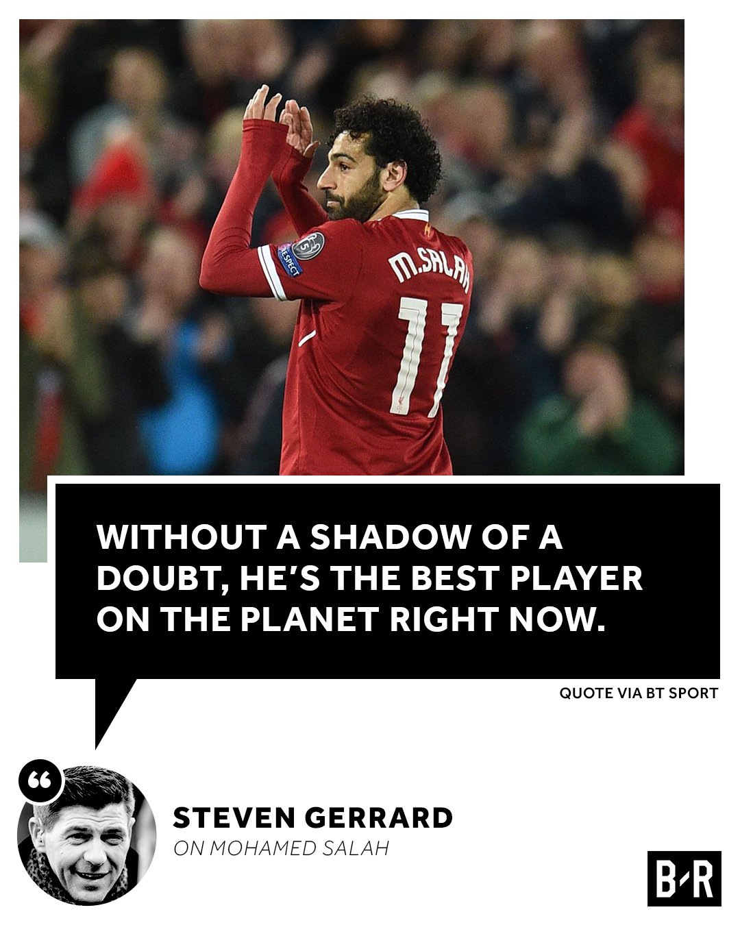Gerrard diz que Salah, do Liverpool, é o melhor jogador do planeta