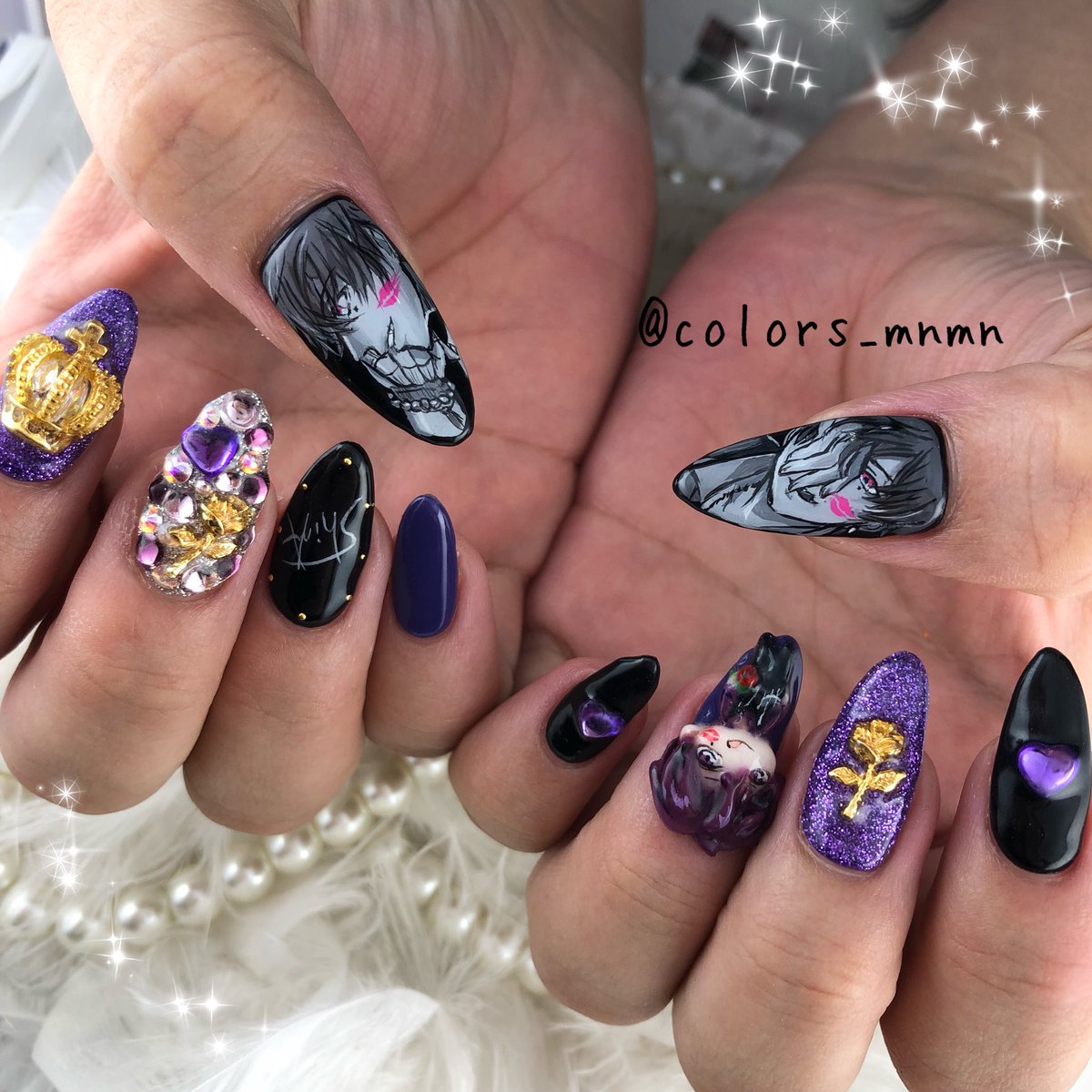 Color Sやまざき お客様オーダー 浦島坂田船 志麻さんネイル 全体は黒と紫でかっこよく パーツもりもりの 派手かわな デザインです ライブ楽しんできてください 痛ネイル T Co Fvpzz0kb7o Twitter Color Sやまざき お客様オーダー 浦島坂田船 志麻さんネイル 全体は黒と紫でかっこよく パーツもりもりの 派手かわな デザインです ライブ楽しんできてください 痛ネイル T Co Fvpzz0kb7o Twitter