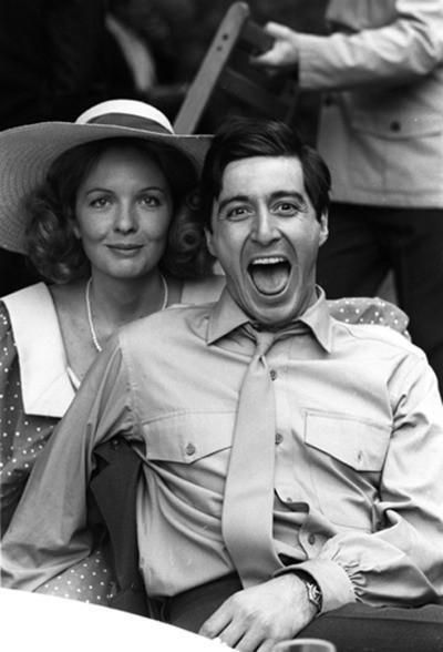 Happy birthday to Al Pacino. Photo (with Diane Keaton) from the set of The Godfather, 1972. 