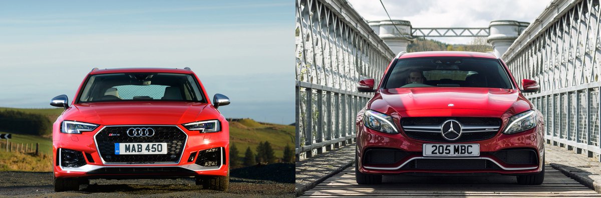 whatcar's tweet photo. #AudiRS4 Avant or Mercedes C63 S? Our latest performance estate twin test here https://t.co/L1JInhvxya https://t.co/sqwCbOFzrH