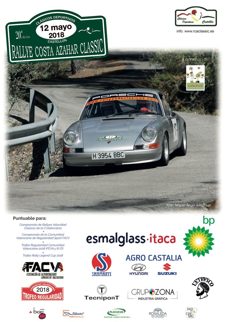 rcaclassic's tweet photo. Ya queda menos para el #RCAC18 ¡No te lo pierdas!. @fedacv @esmalglassitaca @BP_plc @agrocastalia #Sanmartí @pizzasletrusco #Tecniport #grupozona @HOTELBAG #MarinaPortCastelló #Plasgocas @RosaledaMijares @DigitalCeramic #Castellón @epmediterraneo @vivecastellon @FernandoLobon https://t.co/o2L5qMR7c4