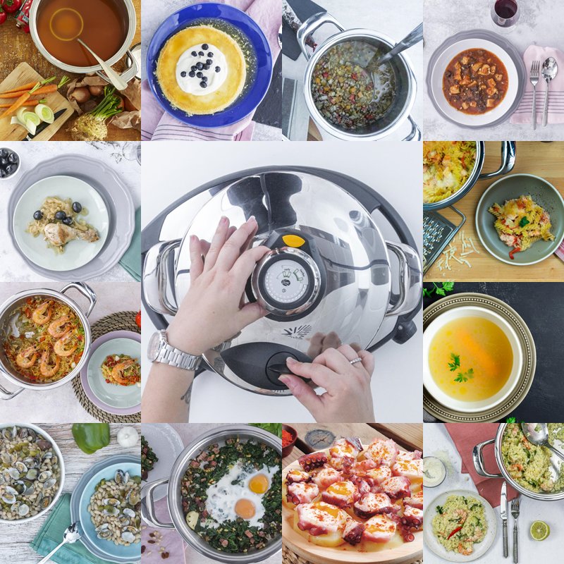 amcespana's tweet photo. Con la Tapa Rápida AMC ahorrarás hasta un 80% del tiempo, conservando #vitaminas, minerales, nutrientes y #sabor 😋 Disponible para tus ollas AMC de 20cm o de 24cm, ¡así no necesitarás ninguna olla rápida extra! #ComerMejorVivirMejor https://t.co/x8LBHZBTV2
